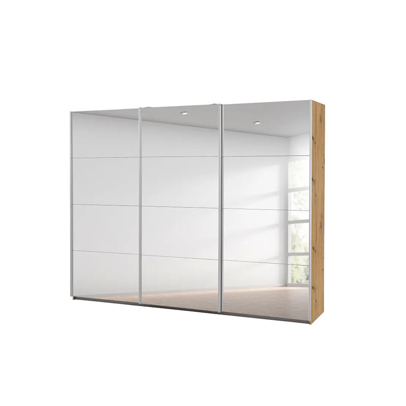 Caracas 3 Door Sliding Wardrobe, 210cm H x 271cm W x 62cm D, Oak Artisan, Basic