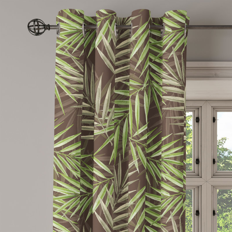 Rideau à œillets à motif de feuilles de palmier tropicale Bay Isle Home ™ 50 po x 96 po vert réséda et caramel