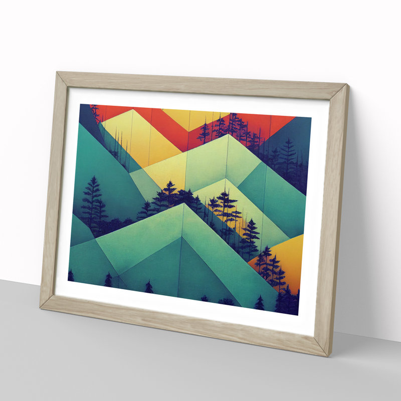 Geometric Forest Abstract - Framed Print, Oak Framed, 34cm H x 46cm W x 2cm D
