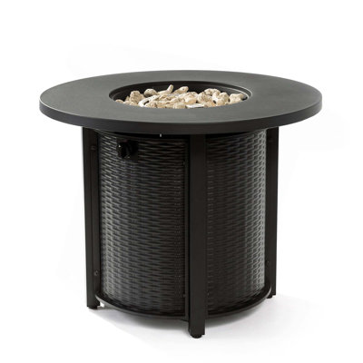 Round Fire Pit Table Propane Fire Table With Lava Rocks