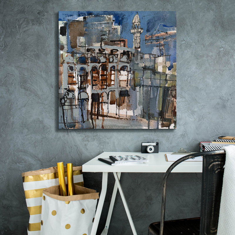  «City Crane 2» par Erin McGee Ferrell, art mural sur toile, 26 po x 26 po, H 26 po x l 26 po