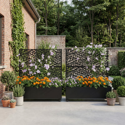 Boîte à fleurs en métal galvanisé avec treillis