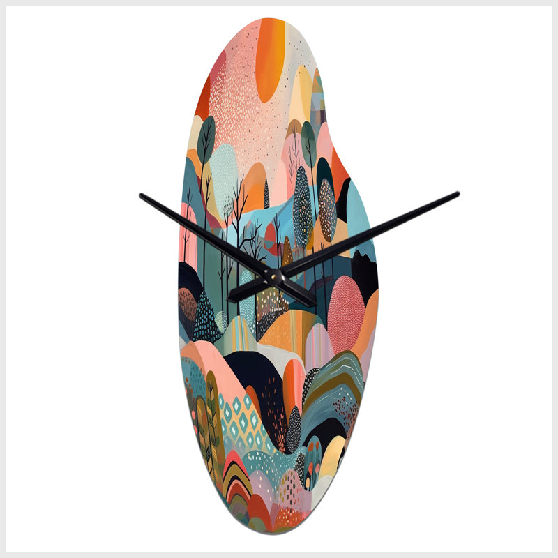 Horloge murale incurvée en métal rose, Médium