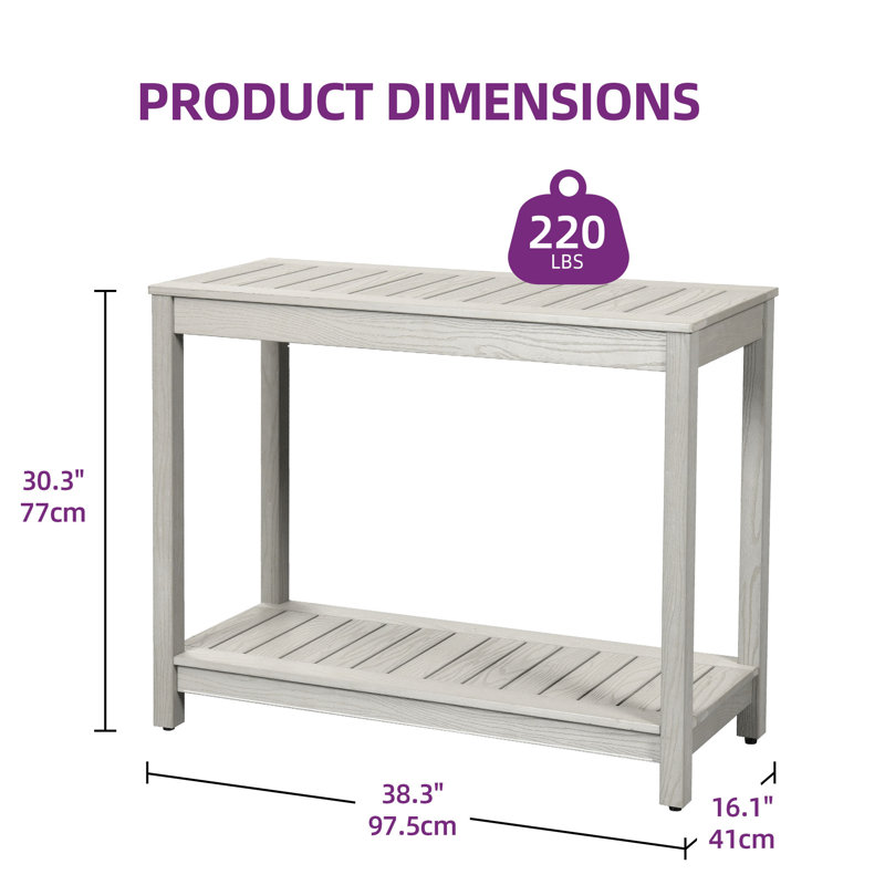 Buffet d'extérieur l 38,3 po Charia, Gris, H 30,3 po x l 38,3 po x P 16,1 po