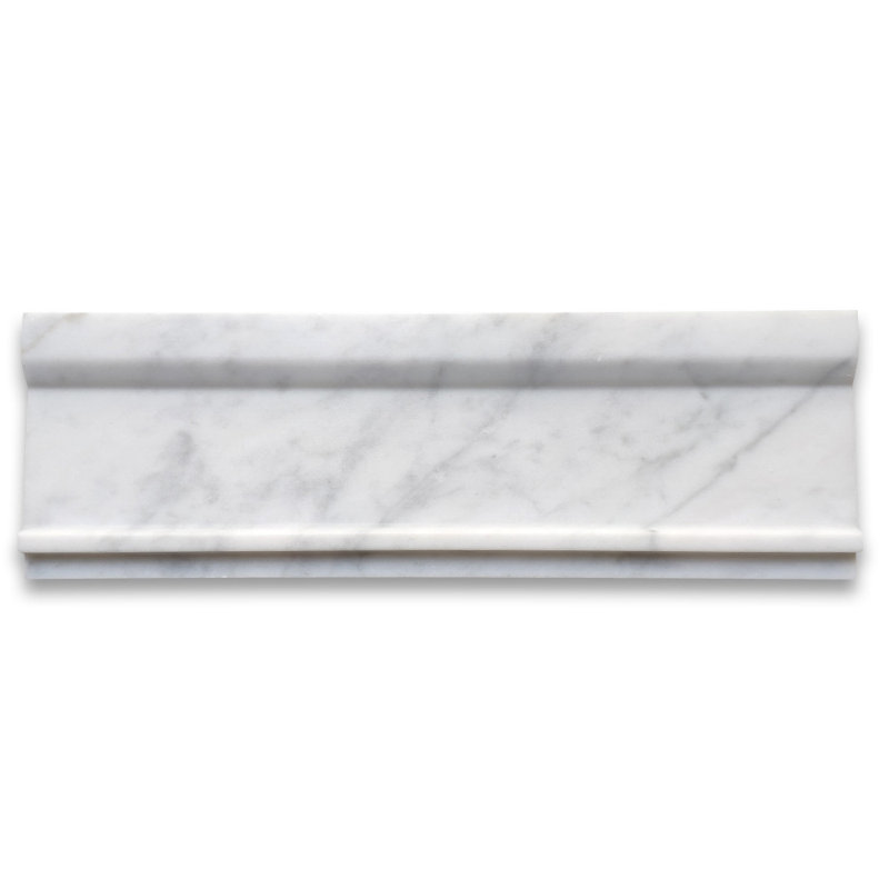 Carrara White Marble 4X12 Plaza Trim Molding Honed