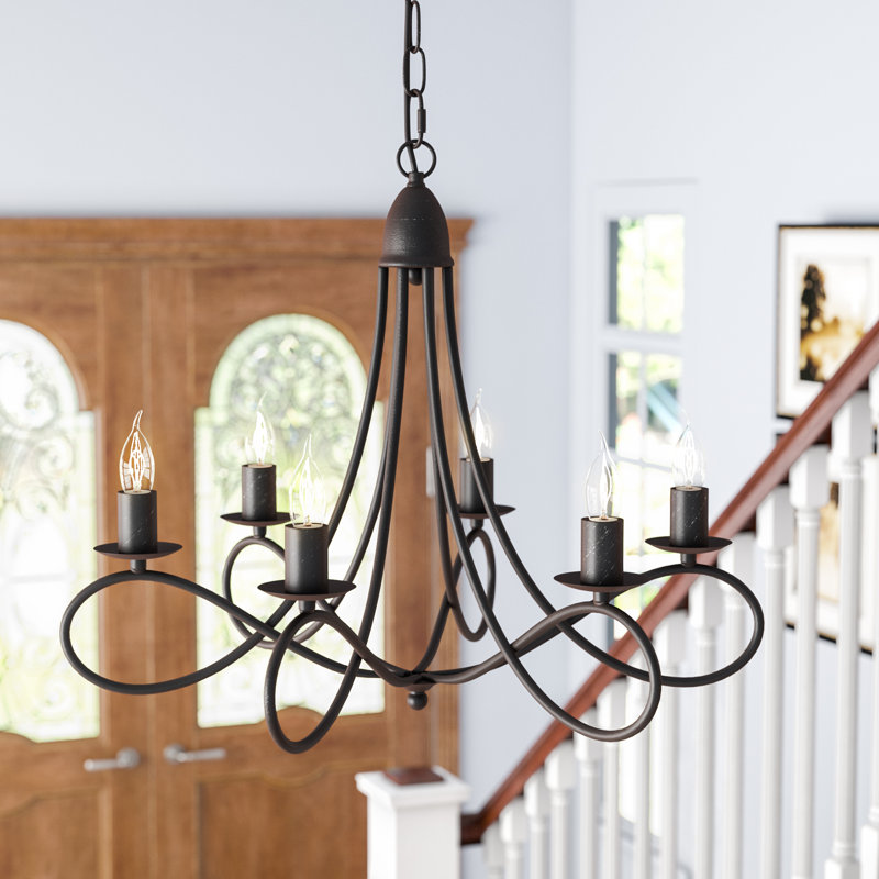 Lustre traditionnel / classique à 6 lumières de style bougie Macarthur, Bronze foncé