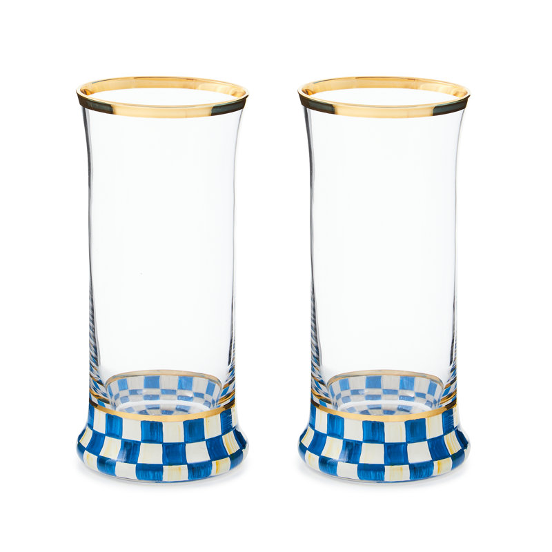 Royal Check Highball Glass, Set Of 2