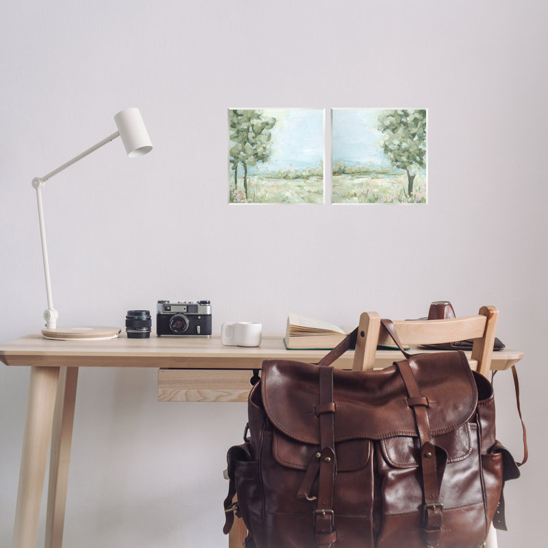 «Bright Spring Field Landscape», ensemble de 2 plaques murales par June Erica Vess