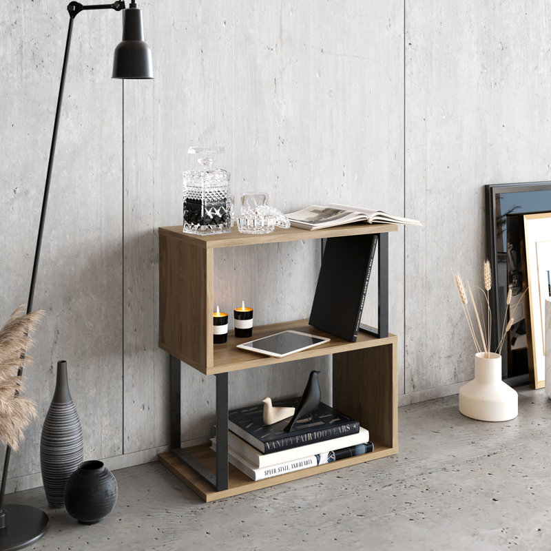 Table de bout avec rangement Hawtree, Naturel / Blanc