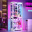 Vitrine à 7 niveaux avec tablettes réglables, lumières RVB, capteur de mouvement et panneau arrière de miroir-1364078494