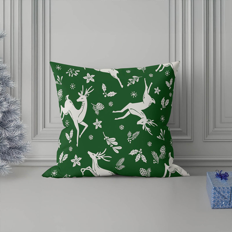 Coussin décoratif d'intérieur, Vert, Carré 18 po
