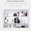 Armoire de salle de bain miroir avec rangement et tablettes réglables - 31,5 po x 23,5 po, style moderne, grand espace, charnières de porte silencieuses, touche blanche, capacité,