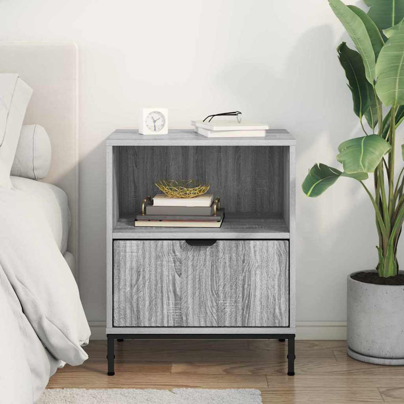 Bedside Table , Grey Sonoma