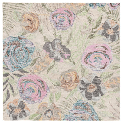Jonson Tufted Wool/Cotton Performance Floral Rug in Green/Pink