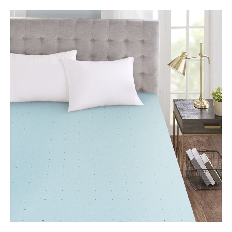 3-Inch Gel Memory Foam Mattress Topper with Cooling Cover, White, Twin Size