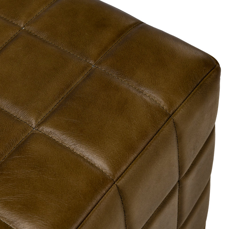 Carlo Square Leather Ottoman, Camel
