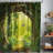 Forest Hookless Shower Curtain With Snap In Liner, Green No Hook Double Layer Shower Curtain And Liner Set, Ringless With Window Waterproof Cloth Fabric, 72X72 In
