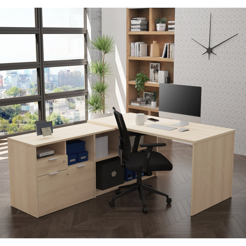 Bureau de direction en L réversible Operle, Érable nordique