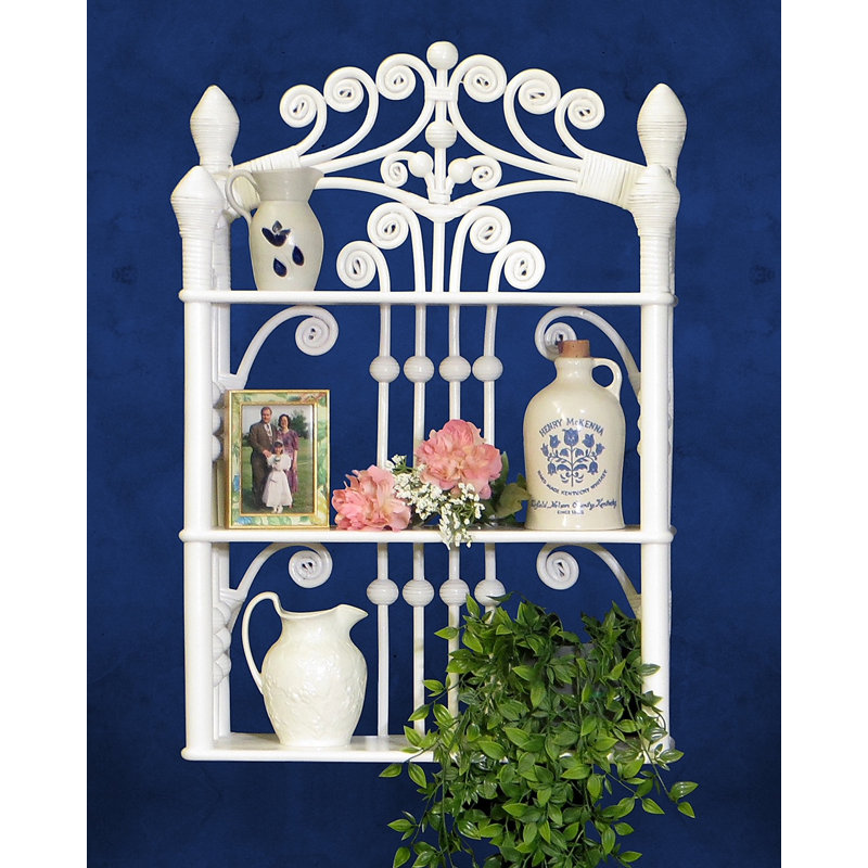 Telma 3 Piece Wicker Bracket Shelf, White