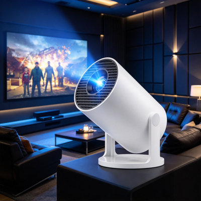 Mini Portable Projector with WiFi & Bluetooth, 4K Supported, Dynamic Starry Sky Light, 180° Rotation, Auto Keystone for Indoor Outdoor Movies