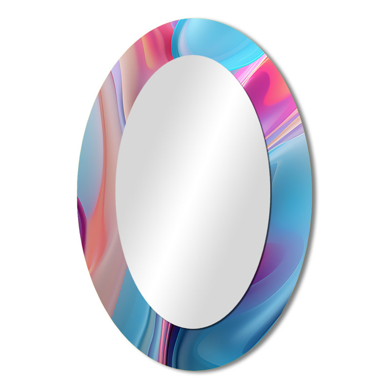 Miroir mural moderne transitionnel bleu et rose I, 36 po x 24 po