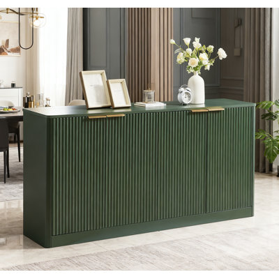 59-inch Modern Wavy Sideboard, Curved Contour Design Storage Cabinet, 4-door Cabinet With Storage Function, Suitable For Kitchen/bedroom/living Room, by Ebern Designs
