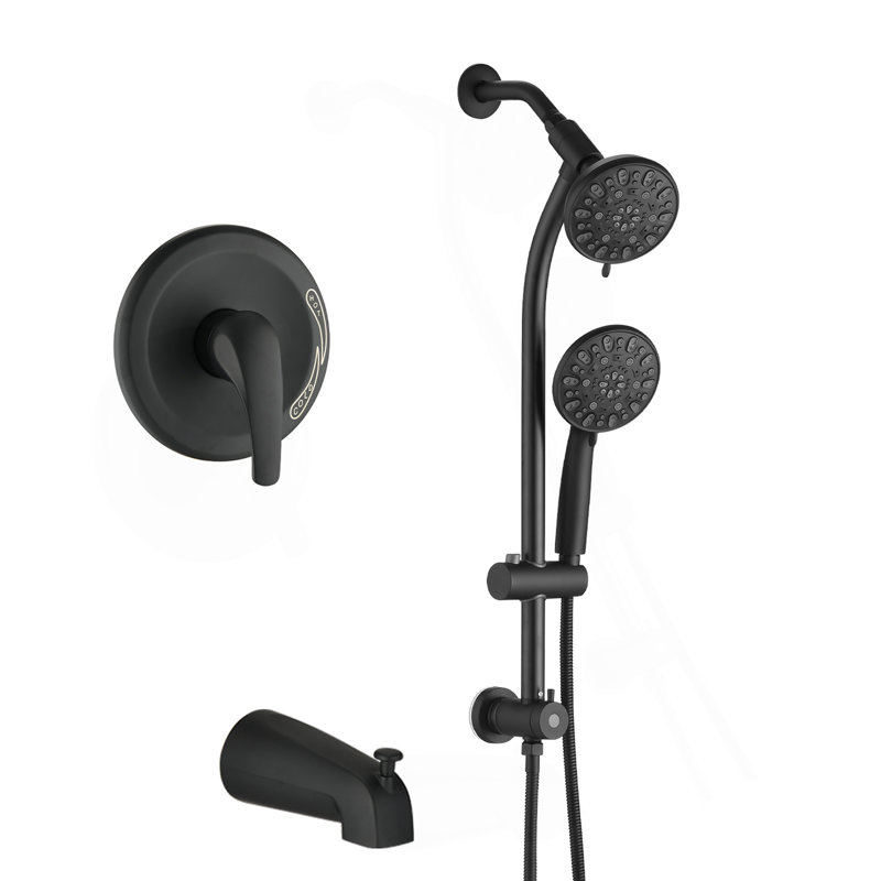 Tool-Free Shower Combo 7-Spray Matte Black 1.8GPM, Matte Black