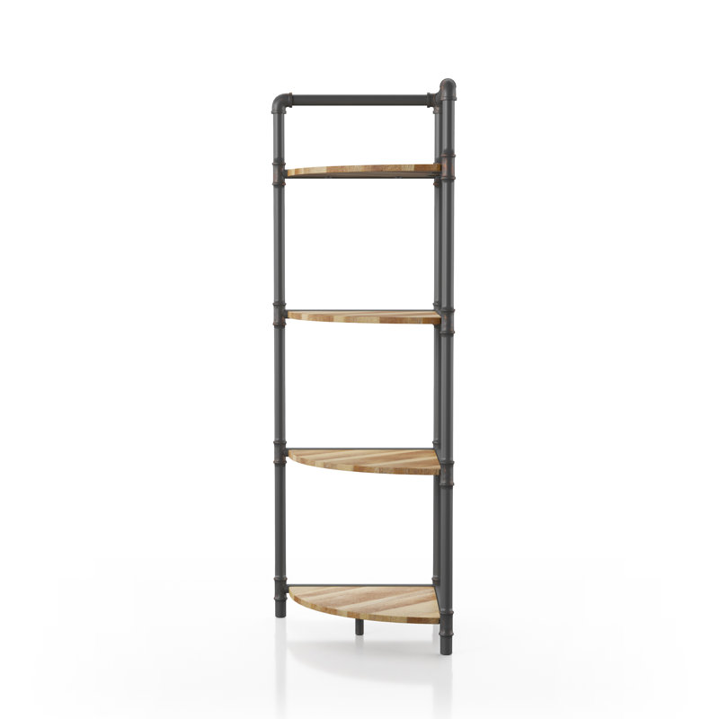 57.78 cm W Steel Corner Bookcase, (4 Tier) 127.63cm H x 57.78cm W x 38.73cm D