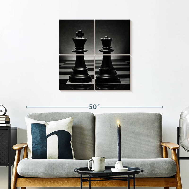 Paire d'échecs noire Senne, H 26 po x l 26 po