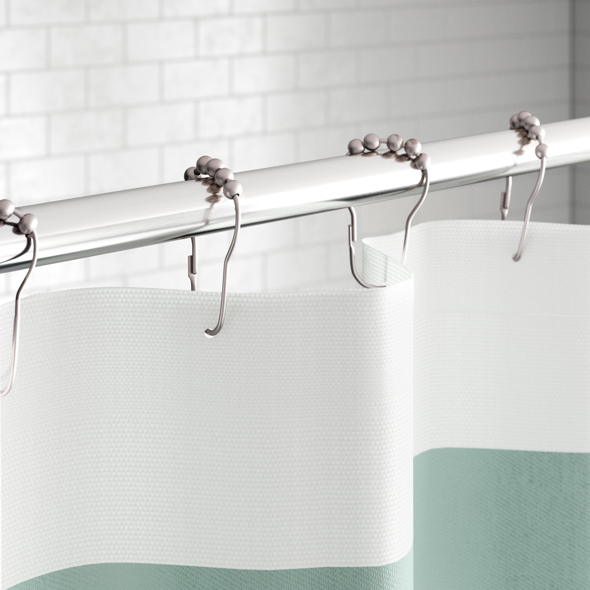 Wayfair Basics Metal Beaded Roller Shower Curtain Rings (Set of 12)