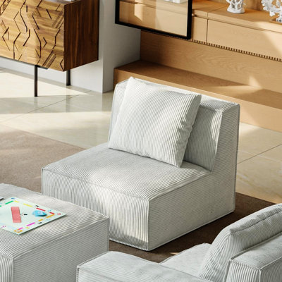 Convertible With Deeper Seat And Raised , Beige, No Assembly Needed Modular Sectional Wide , Beige Chenille, Pillows, Space - Saving