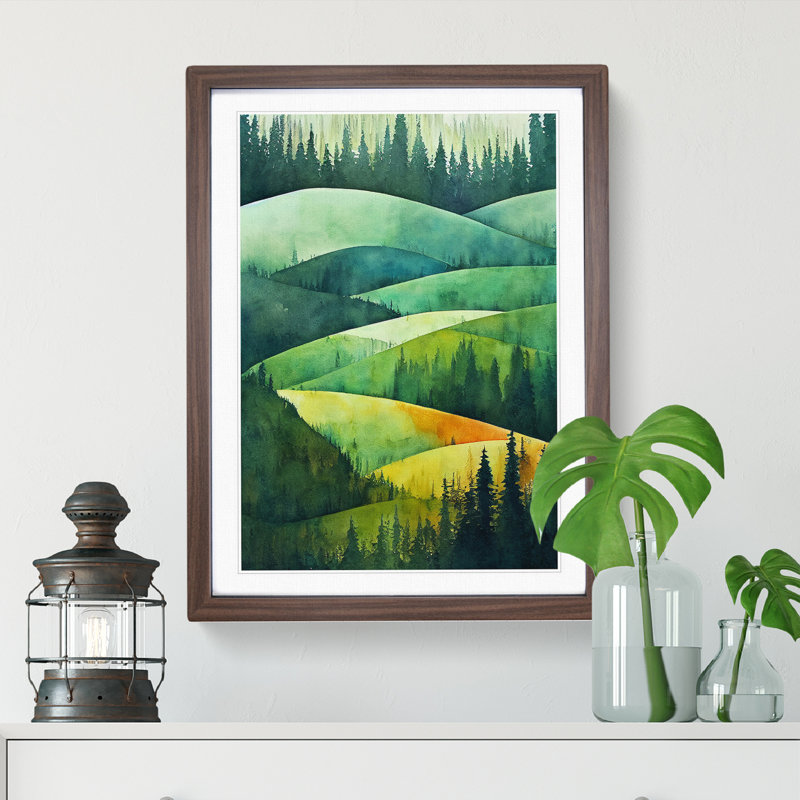 Forest Hills No.3 - Single Picture Frame Painting, 46cm H x 34cm W x 2cm D, Walnut