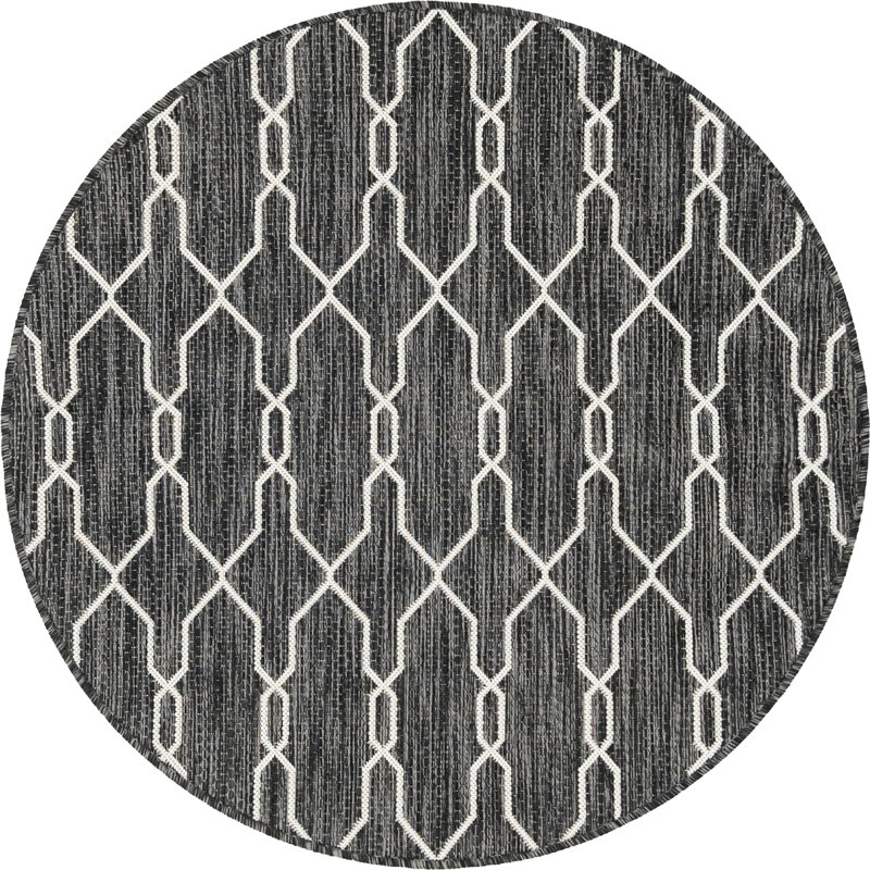 Cheridy Geometric Indoor / Outdoor Rug, Round 4'1"