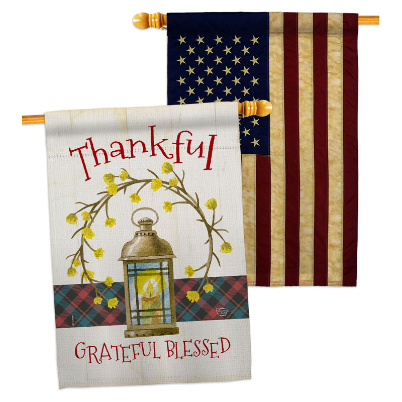 Double Sided 40'' H x 28'' W Polyester Thanksgiving House Flag