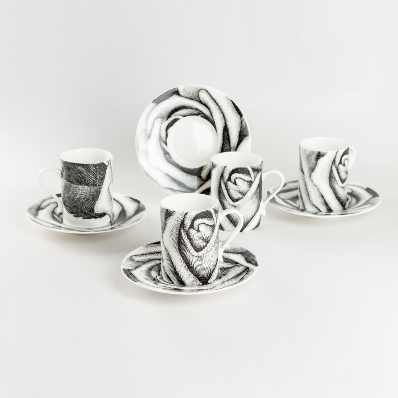 Ensemble de tasses à café en porcelaine tendre 4 pièces Rose