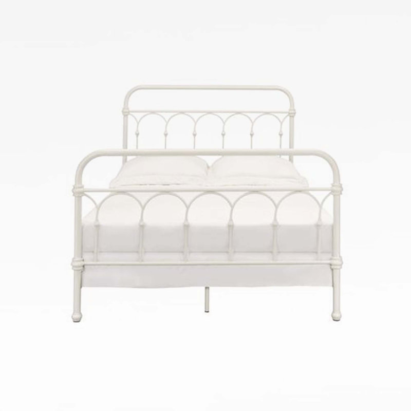 Lit standard à profil bas Copake, Double, Blanc antique vieilli