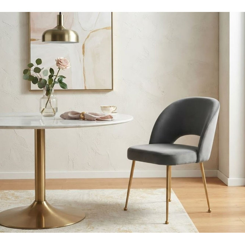 Chaise en velours Cheryl gris foncé, Gris foncé