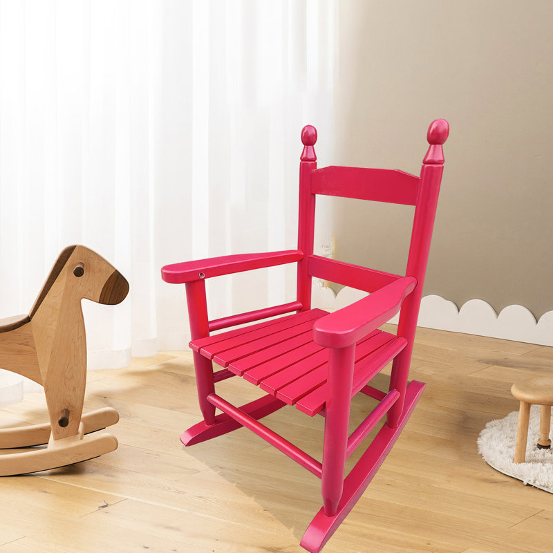 Chaise à bascule rose rouge pour - convient n'importe où à l'intérieur ou à l'extérieur. Dossier en bois franc massif facile à utiliser.