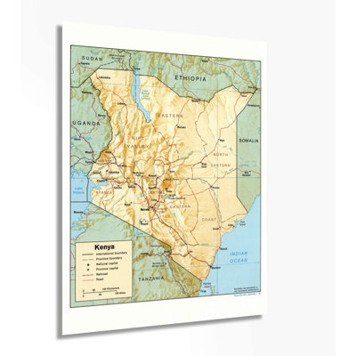 " 1988 Kenya Map Poster "