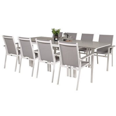 Faiyaz 8 - Person Patio Dining Set with Extendable Rectangular Table