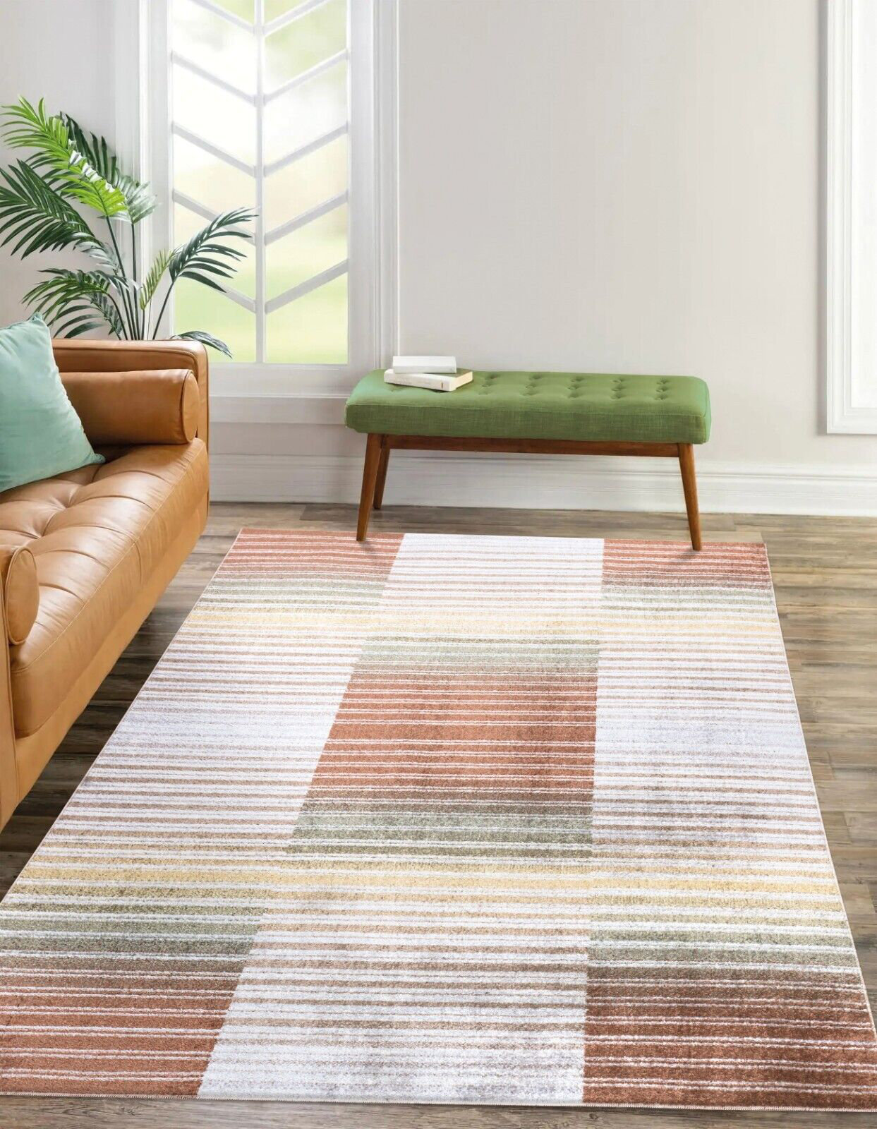 Real Aangola Rug Ebern Designs Angola Striped Brown Rug – Modern Living Room Carpet ...