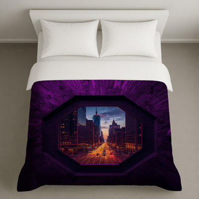 Housse de couette mauve City Skyline