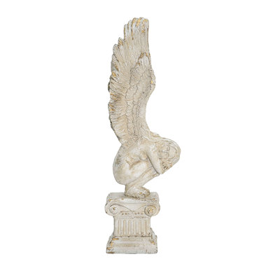 Magnesium Angel Statue with Distressed White Finish