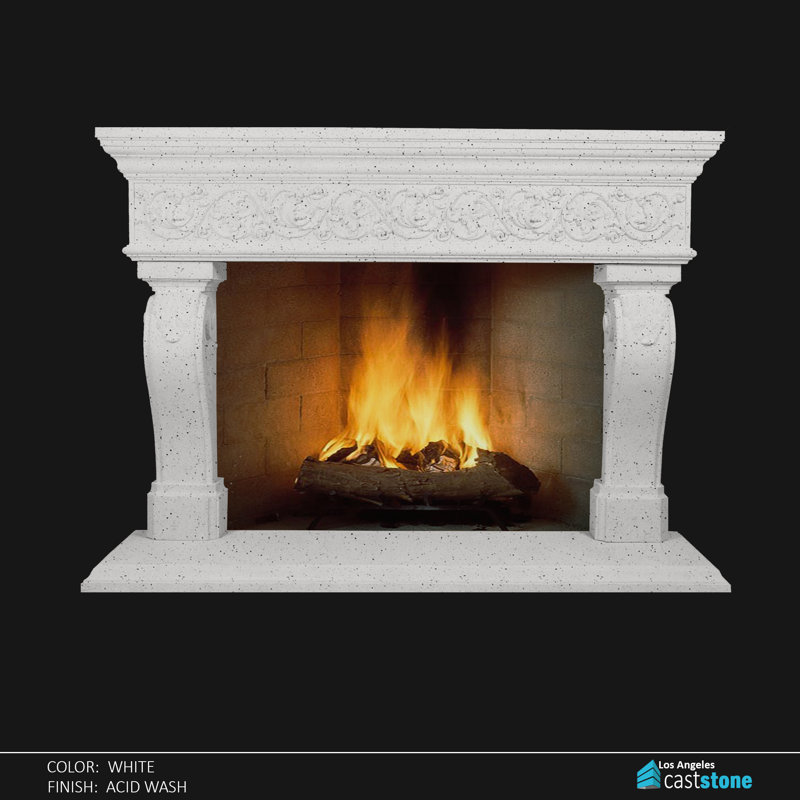 Elfros Fireplace Surround, White Acid Wash