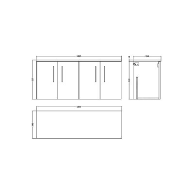 Arno 120.5cm Double Bathroom Vanity Base Only