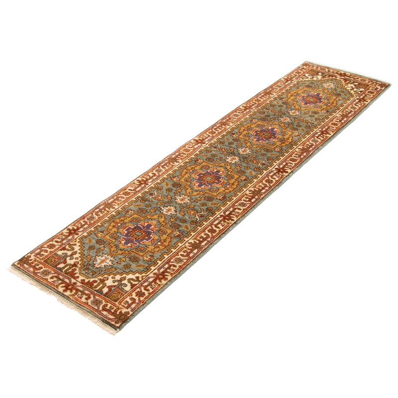 Tapis bleu sarcelle Serapi Heritage 2 pi 4 po x 9 pi 8 po