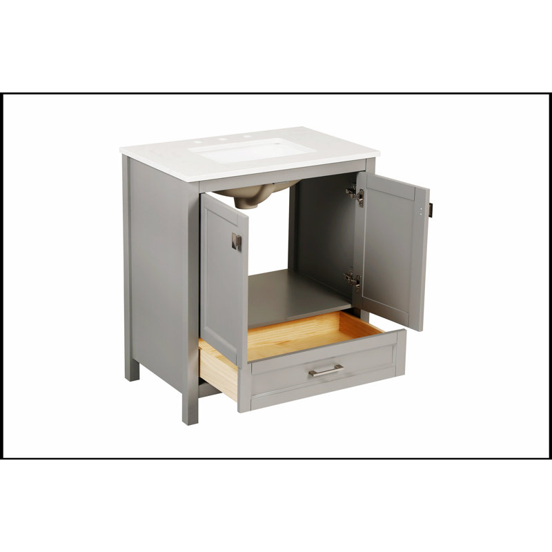30 Inch Bathroom Vanity with Sink, Fully Assembled Cabinet and Countertop for Modern Elegance, Gray