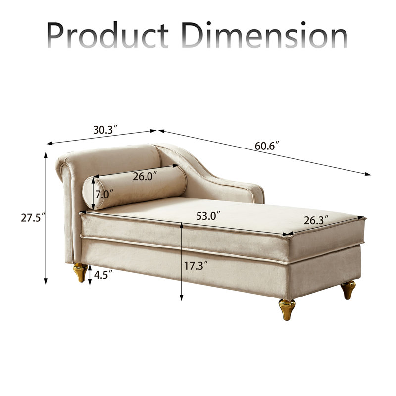 Chaise longue rembourrée Garrad, Beige