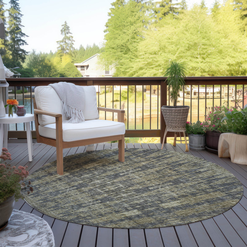 Tapis intérieur / extérieur Jurnee avec envers antidérapant, Rond 8 pi