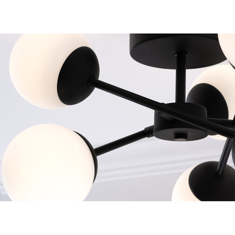 Catalina Glass LED Semi Flush Mount, Black